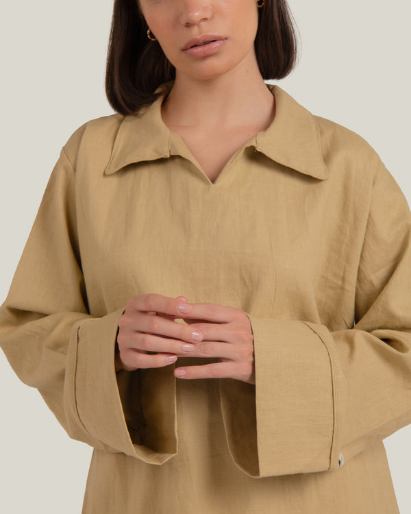 LINEN BLOUSE - TAN