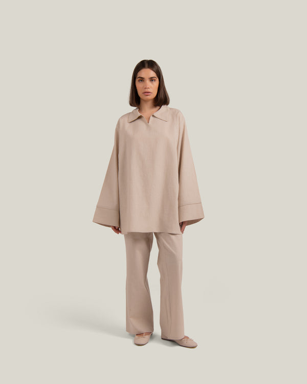 LINEN BLOUSE - DESERT