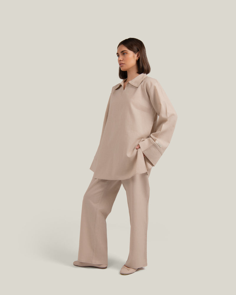 LINEN BLOUSE - DESERT