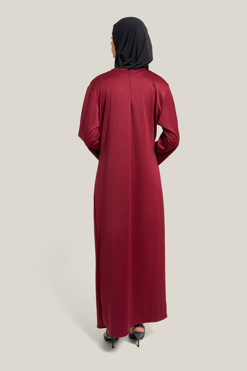 WAVE DRESS - BURGANDY