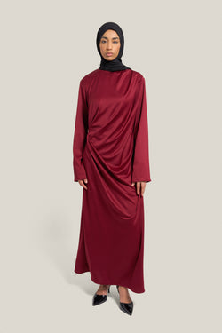 WAVE DRESS - BURGANDY