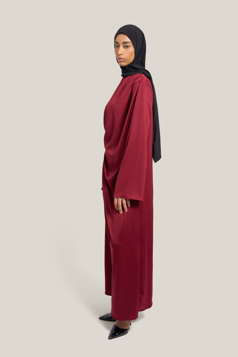 DRAPED DRESS - BURGUNDY