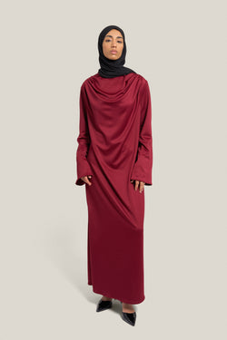 DRAPED DRESS - BURGUNDY