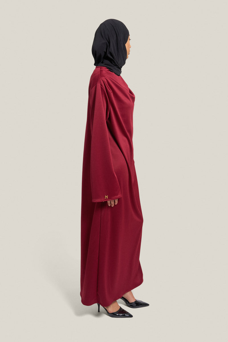 DRAPED DRESS - BURGUNDY