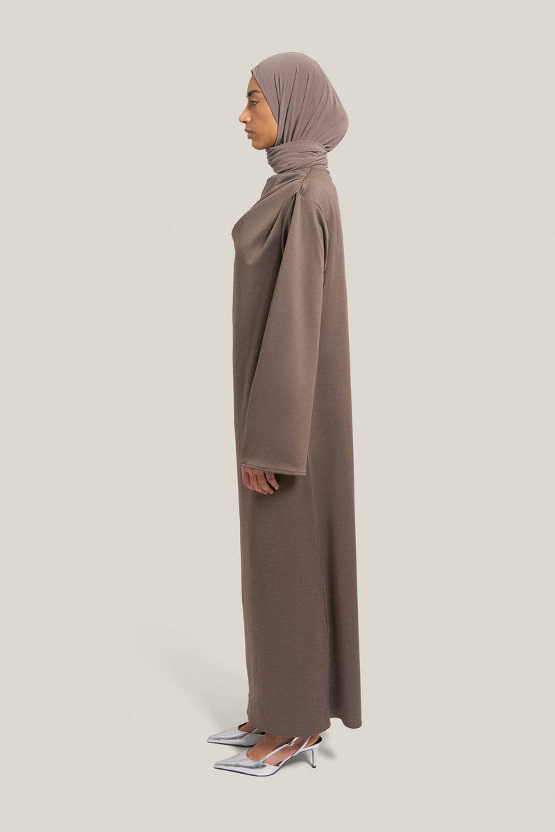 DRAPED DRESS - TAUPE