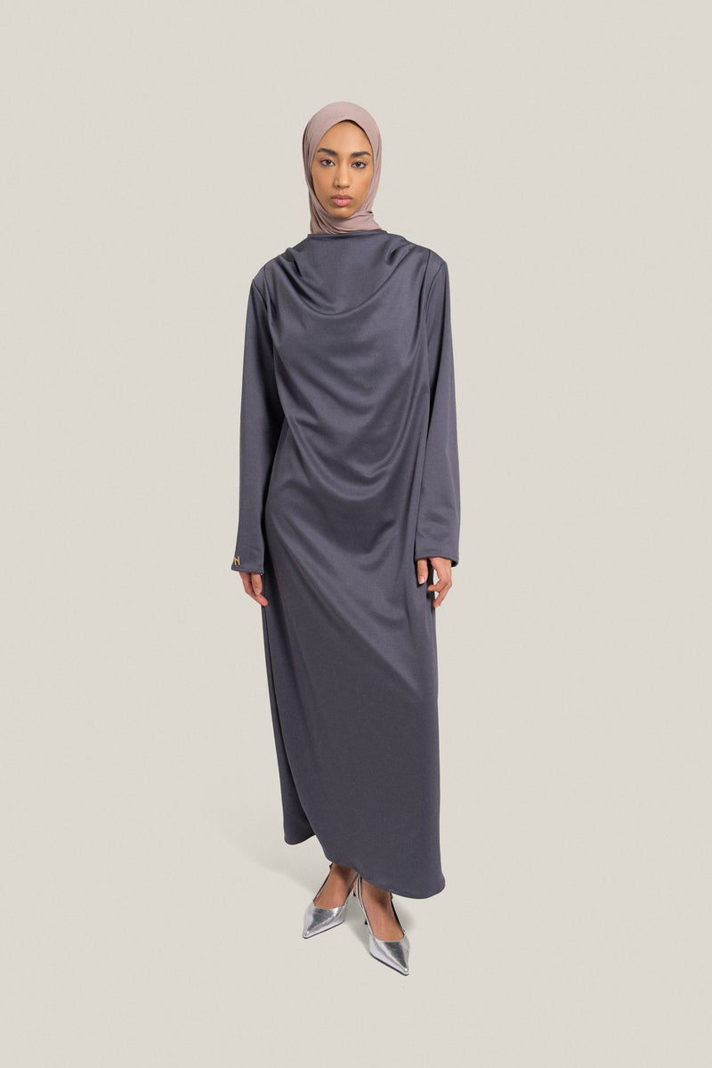 DRAPED DRESS - GRAY